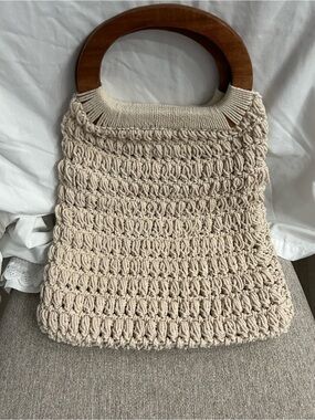 Universal Thread Cream Macramé Knit Tote